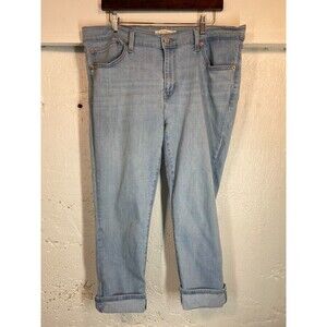 LEVI'S WOMENS 33 X 24 STRETCHY BOYFRIEND JEANS CUFFED LIGHT BLUE -1107-